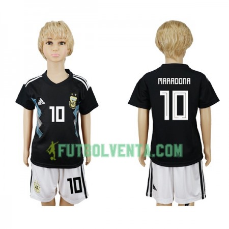 Camiseta de fútbol Argentina Maradona 10 Niño 2ª equipación Mundial 2018